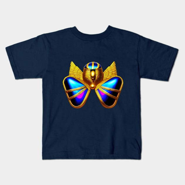 Winged Scarab Kids T-Shirt by Nobiya